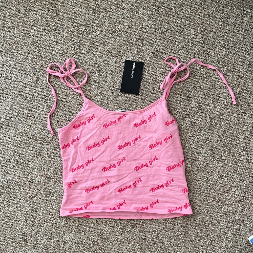 Fashion Nova “Tie Baby Girl Tank Top”